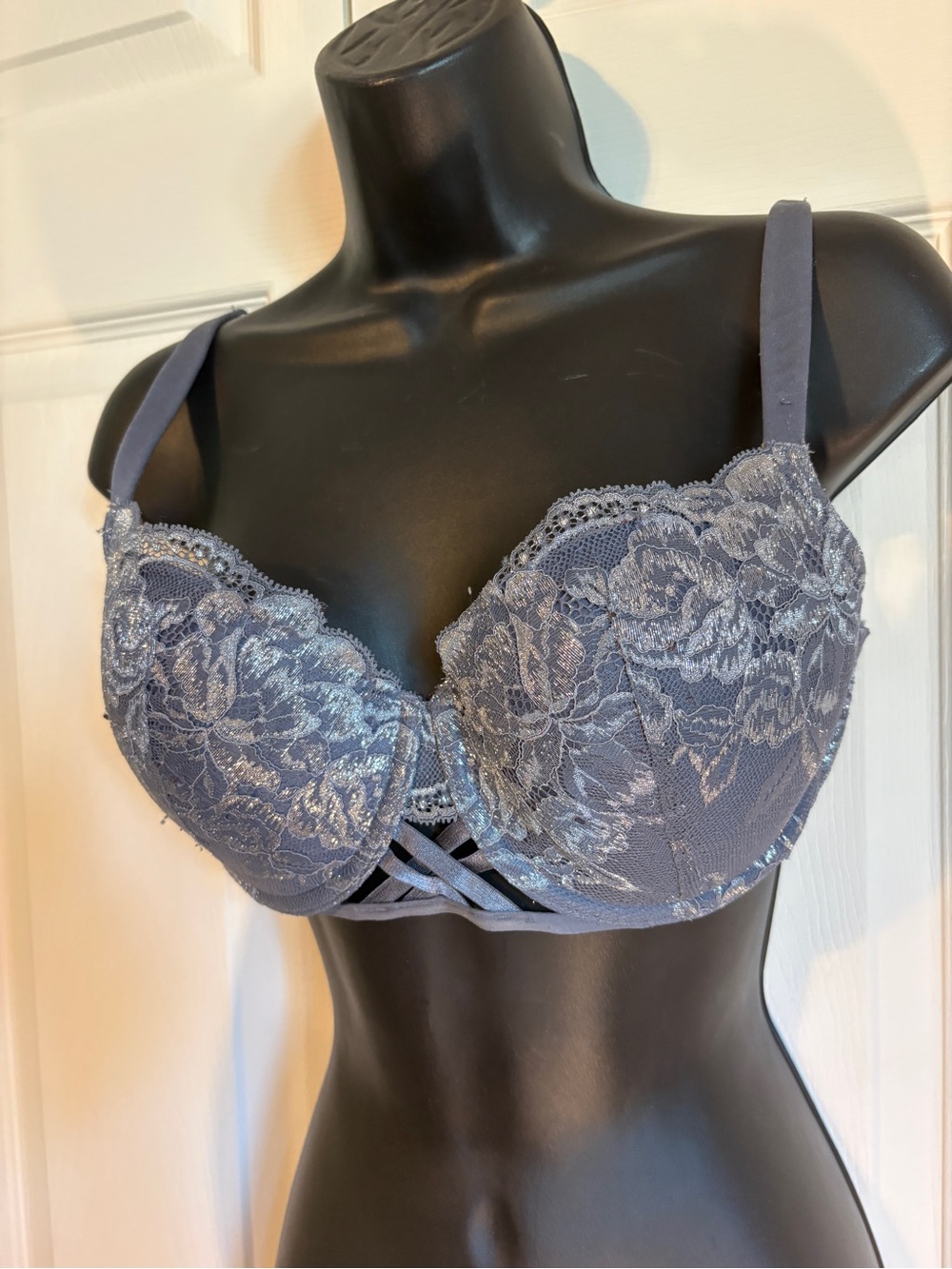 La Senza So Free Lace-Accented Underwire Bra in Dusty Blue